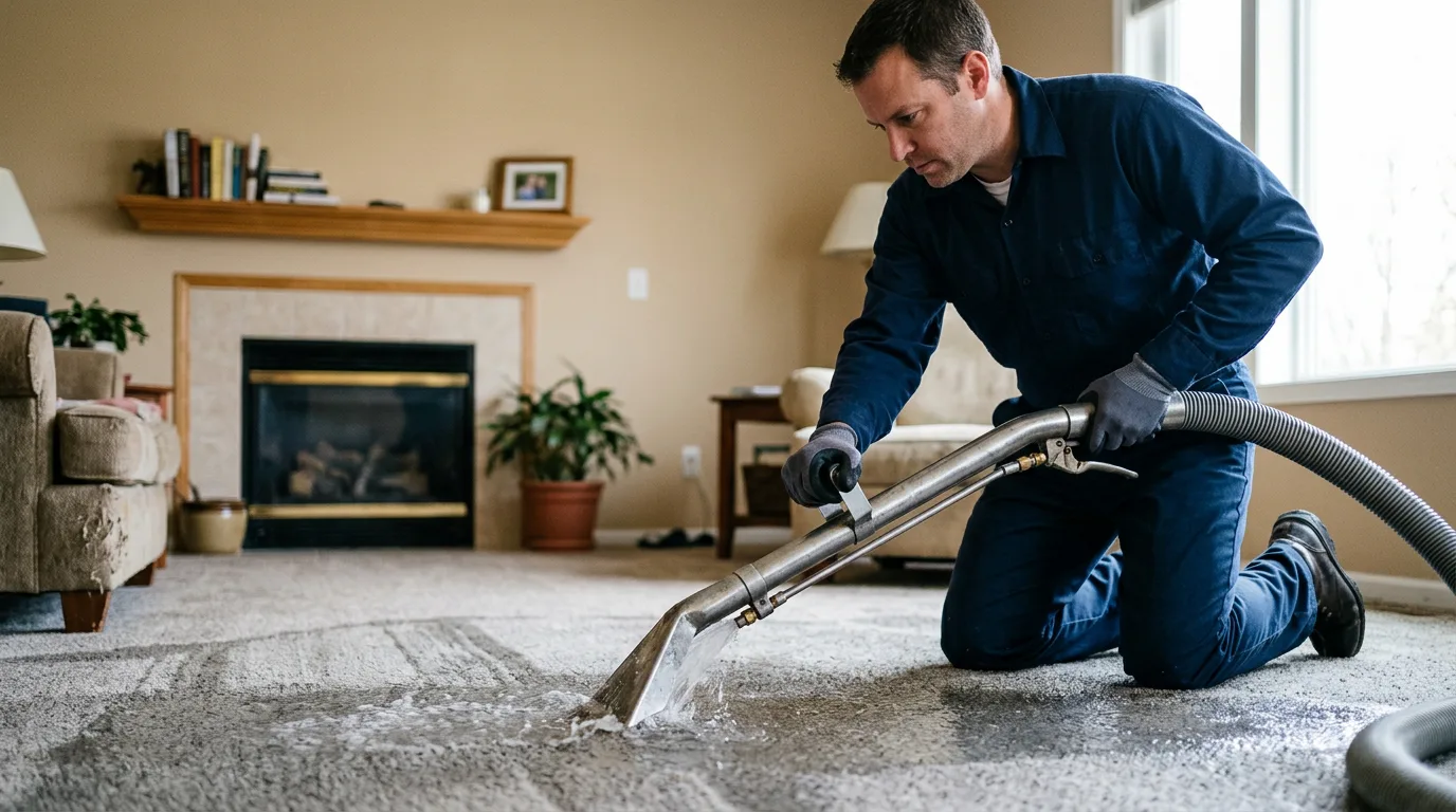 Water damage restoration technician working near Wallingford, PA